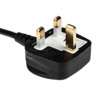 RS PRO IEC C5 Socket to Type G UK Plug Power Cord, 2m