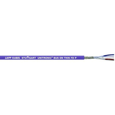 Lapp UNITRONIC BUS PB Data Cable, 2 Cores, 0.64 mm², Screened, 100m, Purple PVC Sheath, 19 AWG