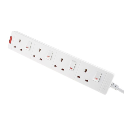 RS PRO 5m 4 Socket Type G - British Extension Lead