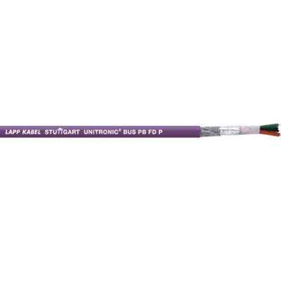 Lapp UNITRONIC BUS PB FD P Data Cable, 2 Cores, 0.25 mm², Screened, 100m, Purple PUR Sheath, 24 AWG