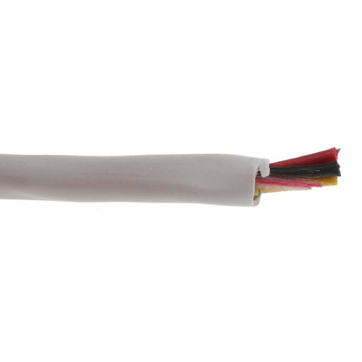 RS PRO Control Cable, 4 Cores, 0.19 mm², Unscreened, 100m, White PVC Sheath