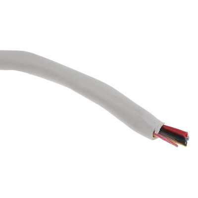 RS PRO Control Cable, 4 Cores, 0.19 mm², Unscreened, 100m, White PVC Sheath