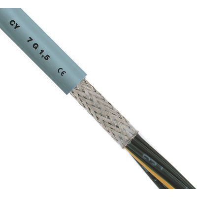 RS PRO Control Cable, 5 Cores, 1 mm², CY, Screened, 50m, Grey PVC Sheath, 17 AWG