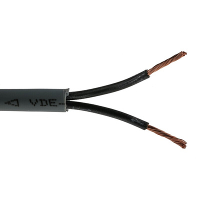 RS PRO Control Cable, 2 Cores, 1.5 mm², YY, Unscreened, 50m, Grey PVC Sheath, 15 AWG