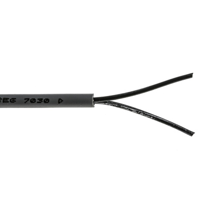 RS PRO Control Cable, 2 Cores, 0.75 mm², YY, Unscreened, 50m, Grey PVC Sheath, 18 AWG