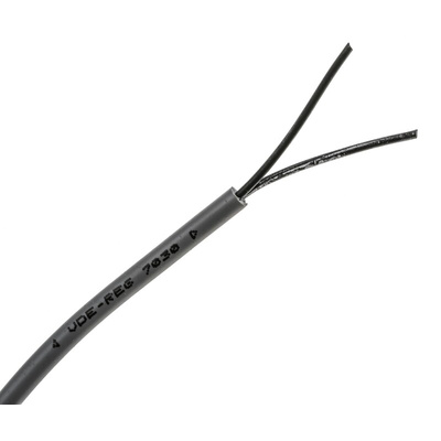 RS PRO Control Cable, 2 Cores, 0.75 mm², YY, Unscreened, 50m, Grey PVC Sheath, 18 AWG