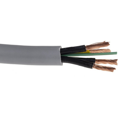 RS PRO Control Cable, 4 Cores, 6 mm², YY, Unscreened, 50m, Grey PVC Sheath, 9 AWG
