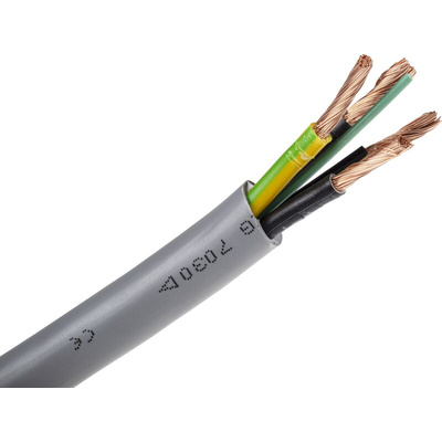 RS PRO Control Cable, 4 Cores, 6 mm², YY, Unscreened, 50m, Grey PVC Sheath, 9 AWG