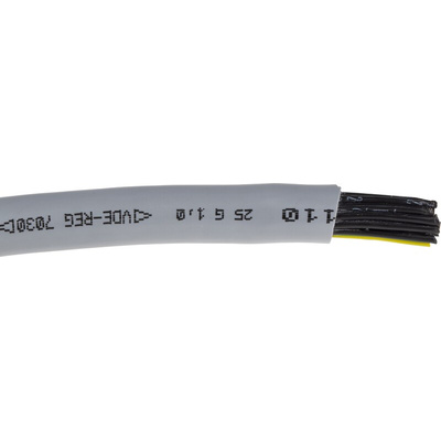 RS PRO Control Cable, 25 Cores, 1 mm², YY, Unscreened, 50m, Grey PVC Sheath, 17 AWG