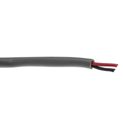 Alpha Wire Alpha Essentials Control Cable, 2 Cores, 0.35 mm², Unscreened, 30m, Grey PVC Sheath, 22 AWG