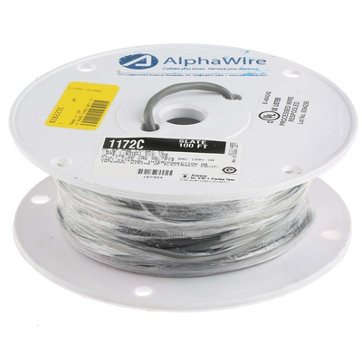 Alpha Wire Alpha Essentials Control Cable, 2 Cores, 0.35 mm², Unscreened, 30m, Grey PVC Sheath, 22 AWG