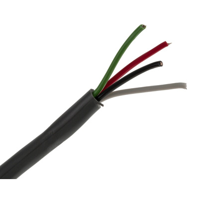 Alpha Wire Alpha Essentials Control Cable, 4 Cores, 0.35 mm², Unscreened, 30m, Grey PVC Sheath, 22 AWG