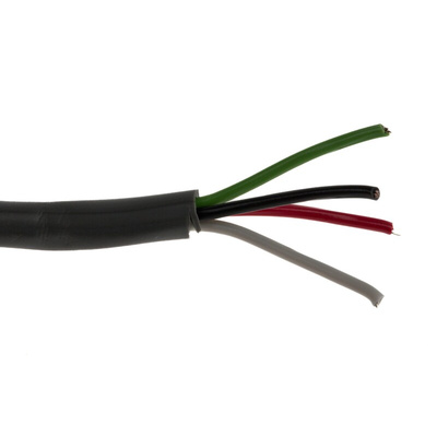 Alpha Wire Alpha Essentials Control Cable, 4 Cores, 0.35 mm², Unscreened, 30m, Grey PVC Sheath, 22 AWG