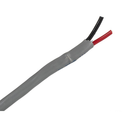 Alpha Wire Alpha Essentials Control Cable, 2 Cores, 0.81 mm², Unscreened, 30m, Grey PVC Sheath, 18 AWG