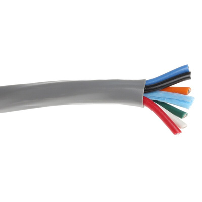 Alpha Wire Alpha Essentials Control Cable, 6 Cores, 0.81 mm², Unscreened, 30m, Grey PVC Sheath, 18 AWG