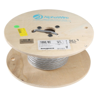 Alpha Wire Alpha Essentials Control Cable, 6 Cores, 0.81 mm², Unscreened, 30m, Grey PVC Sheath, 18 AWG