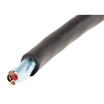 Alpha Wire Xtra-Guard 2 Control Cable, 3 Cores, 0.35 mm², Screened, 30m, Black PE Sheath, 22 AWG