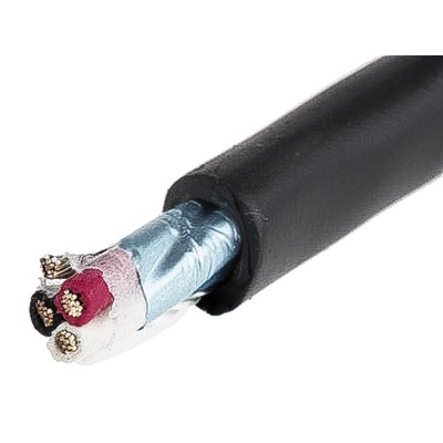 Alpha Wire Xtra-Guard 2 Control Cable, 3 Cores, 0.35 mm², Screened, 30m, Black PE Sheath, 22 AWG
