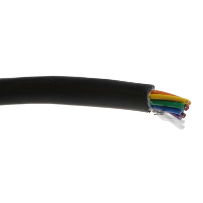 Alpha Wire Xtra-Guard 2 Control Cable, 8 Cores, 0.23 mm², Screened, 30m, Black PE Sheath, 24 AWG