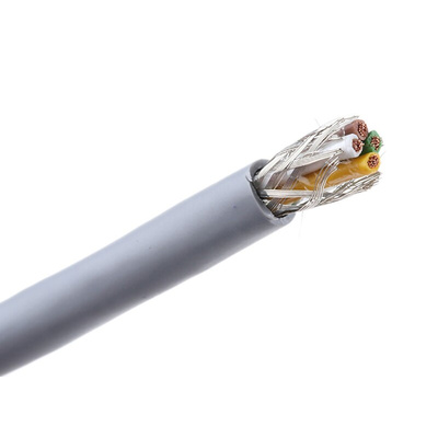 AXINDUS HIFLEX-CY Control Cable, 4 Cores, 0.75 mm², LIYCY, Screened, 50m, Grey PVC Sheath, 18 AWG