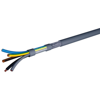 AXINDUS HIFLEX-CY1000 Control Cable, 5 Cores, 4 mm², LIYCY1000, Screened, 50m, Grey PVC Sheath, 11 AWG