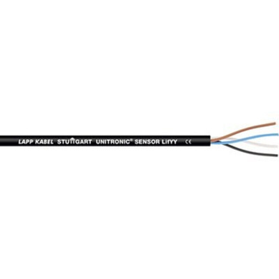 Lapp UNITRONIC SENSOR LifYY Control Cable, 3 Cores, 0.27 mm², Unscreened, 50m, Black PVC Sheath, 22 AWG