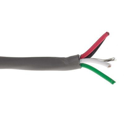 Alpha Wire Alpha Essentials Control Cable, 4 Cores, 0.56 mm², Screened, 100m, Grey PVC Sheath, 20 AWG