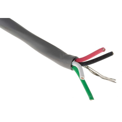 Alpha Wire Alpha Essentials Control Cable, 4 Cores, 0.56 mm², Screened, 100m, Grey PVC Sheath, 20 AWG