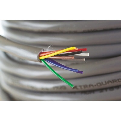 Alpha Wire Xtra-Guard 1 Multicore Industrial Cable, 10 Cores, 0.23 mm², Unscreened, 30m, Grey PVC Sheath, 24 AWG