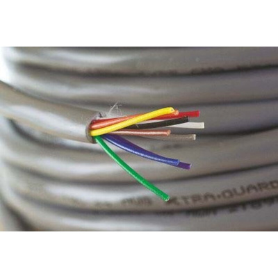 Alpha Wire Xtra-Guard 1 Multicore Industrial Cable, 10 Cores, 0.23 mm², Unscreened, 30m, Grey PVC Sheath, 24 AWG