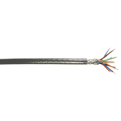 Alpha Wire Alpha Essentials Control Cable, 8 Cores, 0.09 mm², DEF STAN, Screened, 30m, Grey PVC Sheath, 28 AWG
