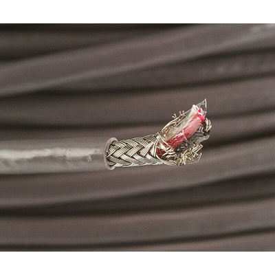 Alpha Wire Alpha Essentials Control Cable, 3 Cores, 0.09 mm², DEF STAN, Screened, 100m, Grey PVC Sheath, 28 AWG