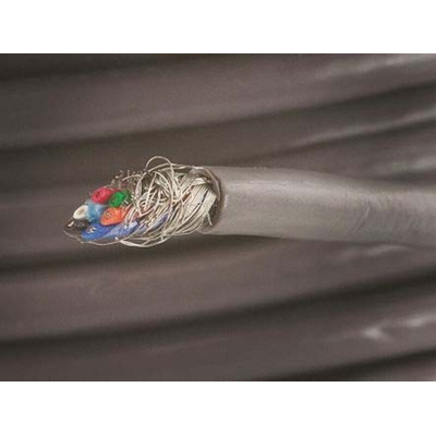 Alpha Wire Alpha Essentials Control Cable, 6 Cores, 0.09 mm², DEF STAN, Screened, 100m, Grey PVC Sheath, 28 AWG