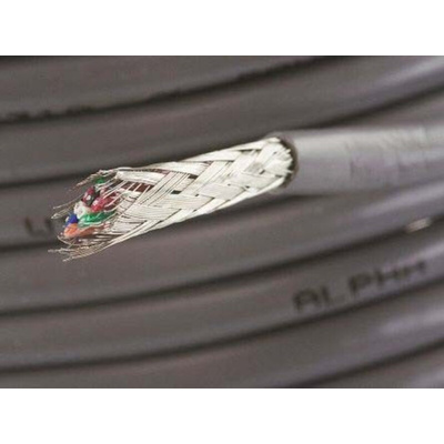 Alpha Wire Alpha Essentials Control Cable, 10 Cores, 0.09 mm², DEF STAN, Screened, 100m, Grey PVC Sheath, 28 AWG