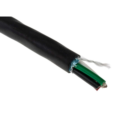 Alpha Wire Xtra-Guard 2 Control Cable, 4 Cores, 0.81 mm², Screened, 30m, Black PE Sheath, 18 AWG