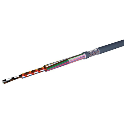 AXINDUS HIFLEX-CY Data Cable, 37 Cores, 0.25 mm², CY, Screened, 100m, Grey PVC Sheath, 24 AWG