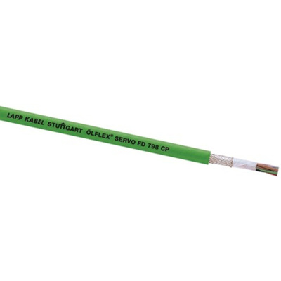 Lapp ÖLFLEX SERVO FD Control Cable, 10 Cores, 0.25 mm², 0.5 mm², CY, Screened, 50m, Green PUR Sheath, 24 AWG