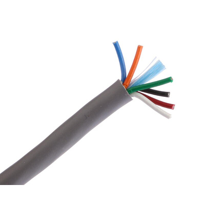 Alpha Wire Alpha Essentials Control Cable, 6 Cores, 0.35 mm², Unscreened, 30m, Grey PVC Sheath, 22 AWG