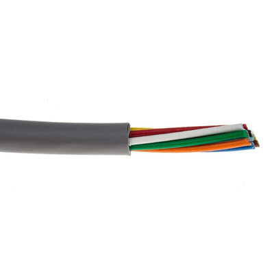Alpha Wire Alpha Essentials Control Cable, 8 Cores, 0.35 mm², Unscreened, 30m, Grey PVC Sheath, 22 AWG