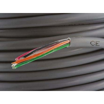Alpha Wire Alpha Essentials Control Cable, 5 Cores, 0.56 mm², Unscreened, 30m, Grey PVC Sheath, 20 AWG
