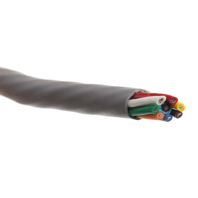 Alpha Wire Alpha Essentials Control Cable, 8 Cores, 0.56 mm², Unscreened, 30m, Grey PVC Sheath, 20 AWG