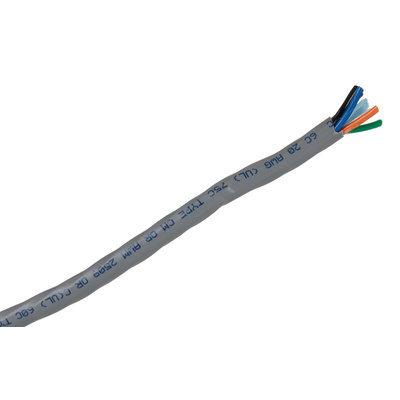 Alpha Wire Alpha Essentials Control Cable, 6 Cores, 0.56 mm², Unscreened, 30m, Grey PVC Sheath, 20 AWG