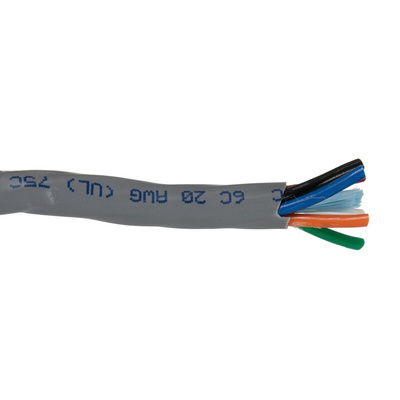 Alpha Wire Alpha Essentials Control Cable, 6 Cores, 0.56 mm², Unscreened, 30m, Grey PVC Sheath, 20 AWG