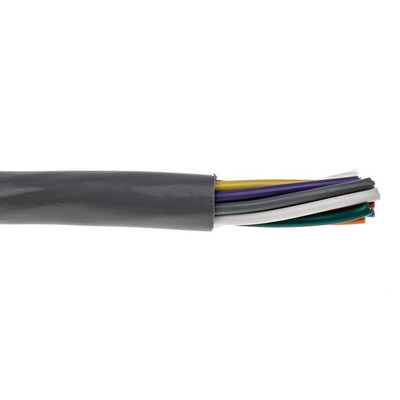 Alpha Wire Alpha Essentials Control Cable, 10 Cores, 0.56 mm², Unscreened, 30m, Grey PVC Sheath, 20 AWG