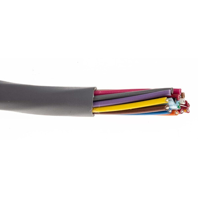 Alpha Wire Alpha Essentials Control Cable, 15 Cores, 0.56 mm², Unscreened, 30m, Grey PVC Sheath, 20 AWG