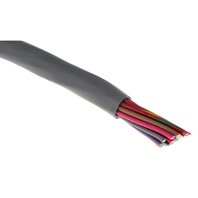 Alpha Wire Alpha Essentials Control Cable, 15 Cores, 0.56 mm², Unscreened, 30m, Grey PVC Sheath, 20 AWG