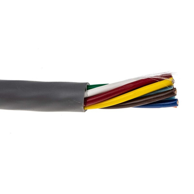 Alpha Wire Alpha Essentials Control Cable, 8 Cores, 0.81 mm², Unscreened, 30m, Grey PVC Sheath, 18 AWG