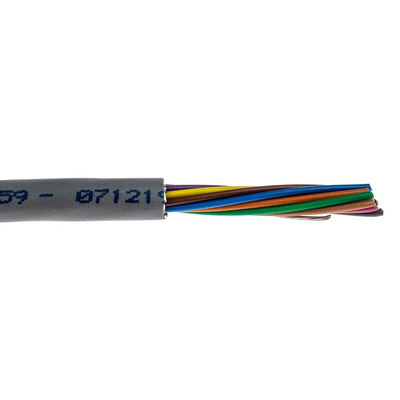 Alpha Wire Alpha Essentials Control Cable, 12 Cores, 0.23 mm², Screened, 30m, Grey PVC Sheath, 24 AWG