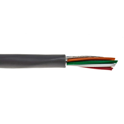Alpha Wire Alpha Essentials Control Cable, 8 Cores, 0.35 mm², Screened, 30m, Grey PVC Sheath, 22 AWG