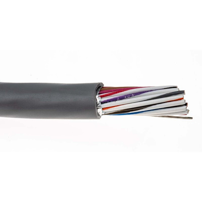 Alpha Wire Alpha Essentials Control Cable, 12 Cores, 0.35 mm², Screened, 30m, Grey PVC Sheath, 22 AWG